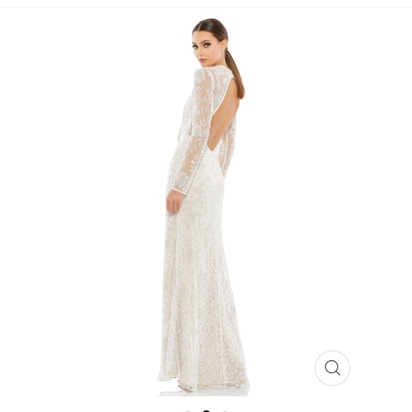 Mac Duggal LONG SLEEVE FLORAL EMBELLISHED GOWN - Picture 2 of 7